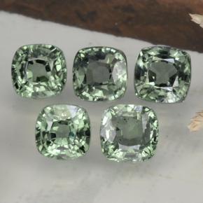 Pedras preciosas de safira verde natural de 3,66 ct, almofada cortada, VVS-VS