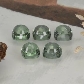Pedras preciosas de safira verde natural de 3,66 ct, almofada cortada, VVS-VS