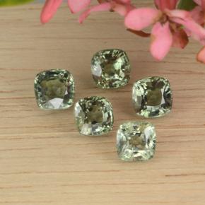 Pedras preciosas de safira verde natural de 3,80 ct, almofada cortada, VVS-VS