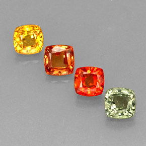 Pedras preciosas de safira multicolorido natural de 3,16 ct, almofada cortada, VS