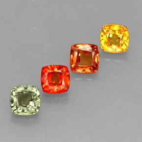 Pedras preciosas de safira multicolorido natural de 3,16 ct, almofada cortada, VS