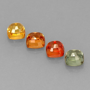 Pedras preciosas de safira multicolorido natural de 3,16 ct, almofada cortada, VS