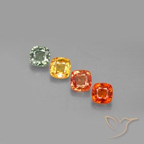 Pedras preciosas de safira multicolorido natural de 2,56 ct, almofada cortada, VVS-VS