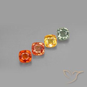 Pedras preciosas de safira multicolorido natural de 2,56 ct, almofada cortada, VVS-VS