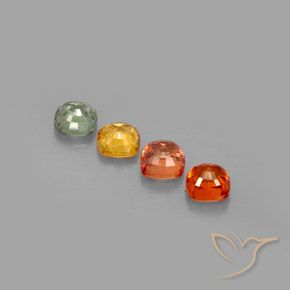 Pedras preciosas de safira multicolorido natural de 2,56 ct, almofada cortada, VVS-VS