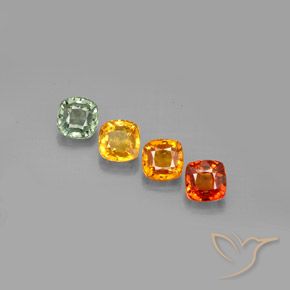 Pedras preciosas de safira multicolorido natural de 2,66 ct, almofada cortada, VVS-VS