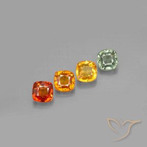 Pedras preciosas de safira multicolorido natural de 2,66 ct, almofada cortada, VVS-VS