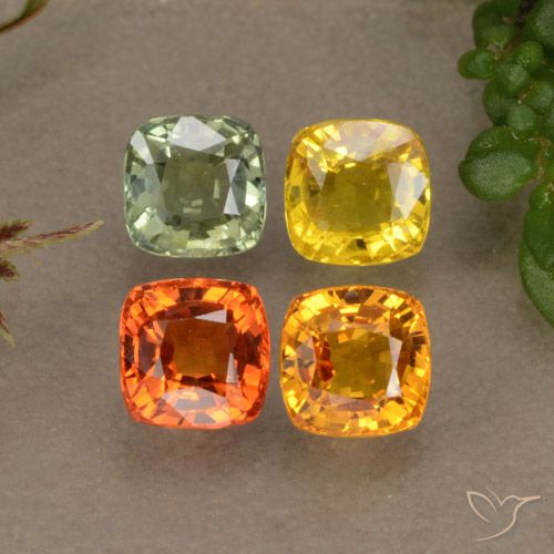 Pedras preciosas de safira multicolorido natural de 2,66 ct, almofada cortada, VVS-VS