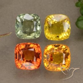 Pedras preciosas de safira multicolorido natural de 2,66 ct, almofada cortada, VVS-VS
