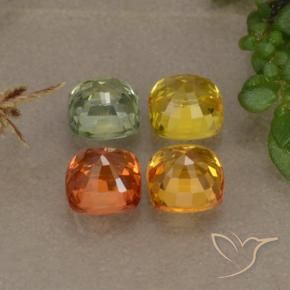 Pedras preciosas de safira multicolorido natural de 2,66 ct, almofada cortada, VVS-VS