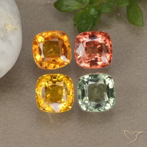 Pedras preciosas de safira multicolorido natural de 2,71 ct, almofada cortada, VVS-VS