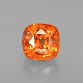 Safira laranja natural 0,88ct, almofada cortada, VS