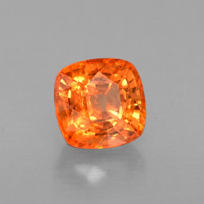 Safira laranja natural 0,88ct, almofada cortada, VS