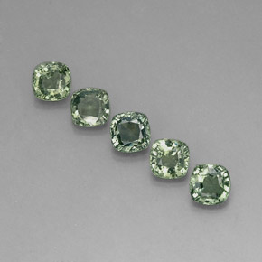 Pedras preciosas de safira verde natural de  ct, almofada cortada, VVS-VS
