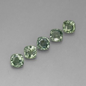 Pedras preciosas de safira verde natural de  ct, almofada cortada, VVS-VS