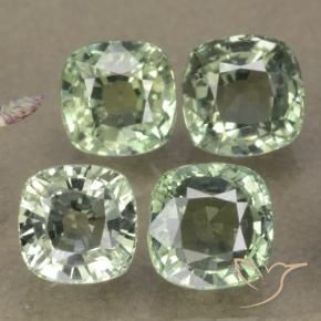 Pedras preciosas de Safira Pale Green    natural de 3.54 ct, Almofada, VVS-VS