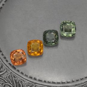 Pedras preciosas de safira multicolorido natural de 2,59 ct, almofada cortada, VVS-VS