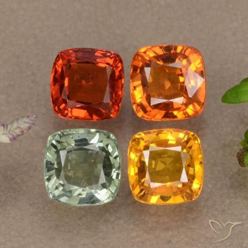 Pedras preciosas de safira multicolorido natural de 2,76 ct, almofada cortada, VVS-VS