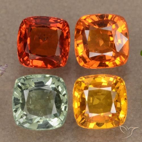 Pedras preciosas de safira multicolorido natural de 2,76 ct, almofada cortada, VVS-VS
