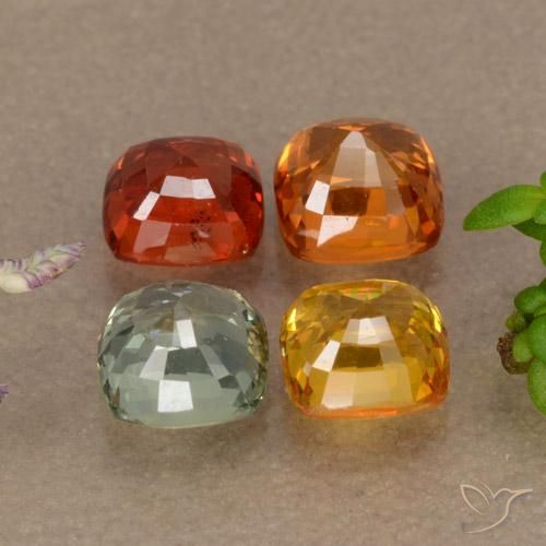 Pedras preciosas de safira multicolorido natural de 2,76 ct, almofada cortada, VVS-VS
