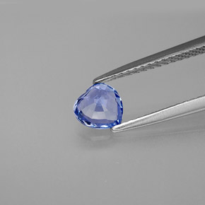 Safira azul natural 0,71ct, formato de coração, VVS-VS