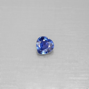 Safira azul natural 0,37ct, formato de coração, VS