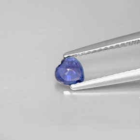 Safira azul natural 0,37ct, formato de coração, VS