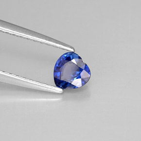 Safira azul natural 0,44ct, formato de coração, VS