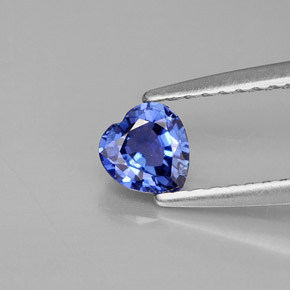 Safira azul natural 0,44ct, formato de coração, VS