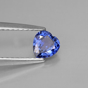 Safira azul natural 0,44ct, formato de coração, VS