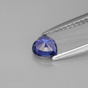 Safira azul natural 0,44ct, formato de coração, VS