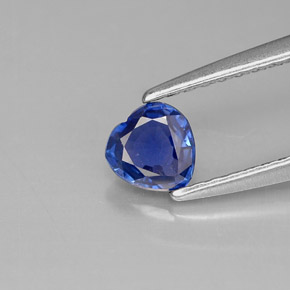 Safira azul natural 0,36ct, formato de coração, VS