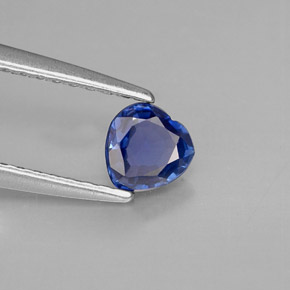 Safira azul natural 0,36ct, formato de coração, VS