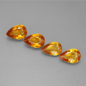 Pedras preciosas de safira amarelo natural de 1,95 ct, formato de pêra, VS