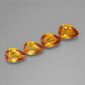 Pedras preciosas de safira amarelo natural de 1,95 ct, formato de pêra, VS