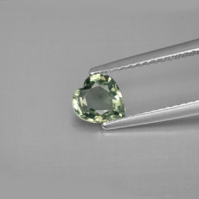 Safira verde natural 0,82ct, formato de coração, VVS-VS