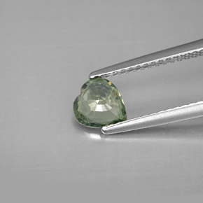 Safira verde natural 0,82ct, formato de coração, VVS-VS