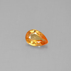 Safira laranja natural 0,50ct, formato de pêra, VS