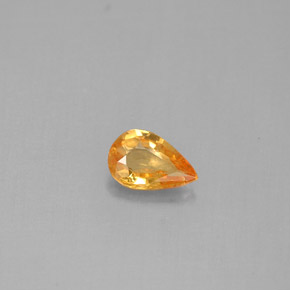 Safira amarelo natural 0,37ct, formato de pêra, VS