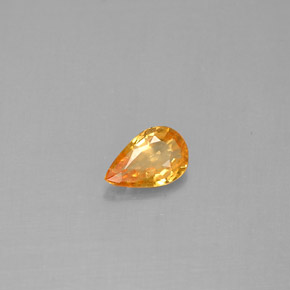 Safira amarelo natural 0,37ct, formato de pêra, VS
