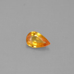 Safira laranja natural 0,43ct, formato de pêra, VS
