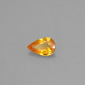 Safira laranja natural 0,43ct, formato de pêra, VS
