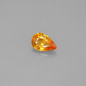Safira laranja natural 0,51ct, formato de pêra, VS