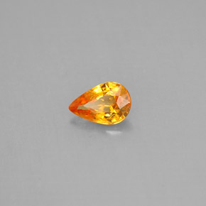 Safira laranja natural 0,51ct, formato de pêra, VS