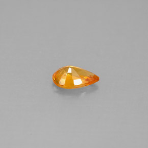 Safira laranja natural 0,51ct, formato de pêra, VS