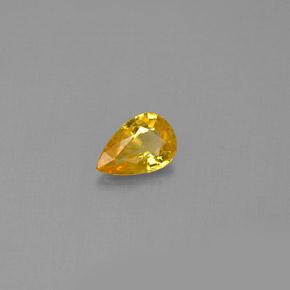 Safira amarelo natural 0,44ct, formato de pêra, VVS-VS