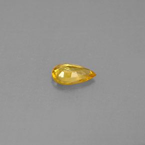 Safira amarelo natural 0,44ct, formato de pêra, VVS-VS