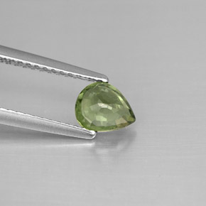 Safira Verde Natural 0.77ct, Formato de pêra, VS