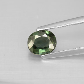 Safira verde natural 0,80ct, corte oval, VS