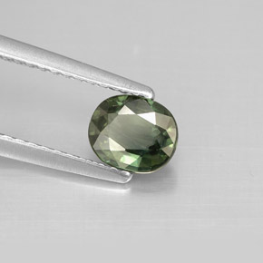 Safira verde natural 0,80ct, corte oval, VS